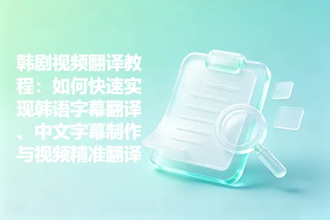 韩剧视频翻译教程：如何快速实现韩语字幕翻译、中文字幕制作与视频精准翻译