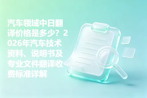 汽车领域中日翻译价格是多少？2026年汽车技术资料、说明书及专业文件翻译收费标准详解