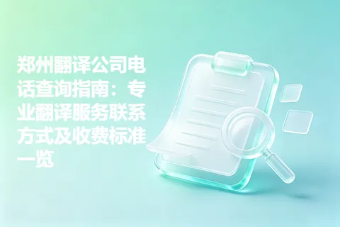 郑州翻译公司电话查询指南：专业翻译服务联系方式及收费标准一览