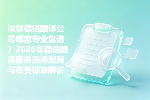 深圳德语翻译公司哪家专业靠谱？2026年德语翻译服务选择指南与收费标准解析