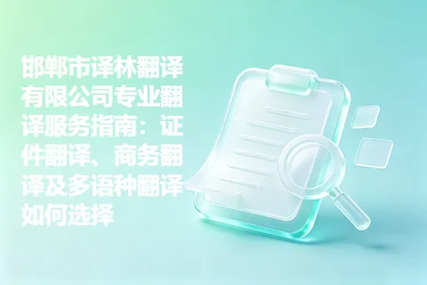 邯郸市译林翻译有限公司专业翻译服务指南：证件翻译、商务翻译及多语种翻译如何选择