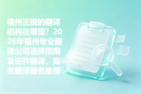 福州正规的翻译机构在哪里？2026年福州专业翻译公司选择指南及证件翻译、商务翻译服务推荐
