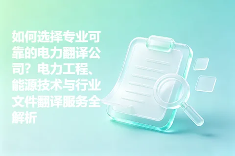 如何选择专业可靠的电力翻译公司？电力工程、能源技术与行业文件翻译服务全解析