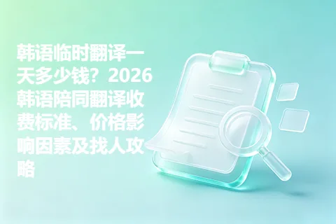 韩语临时翻译一天多少钱？2026韩语陪同翻译收费标准、价格影响因素及找人攻略