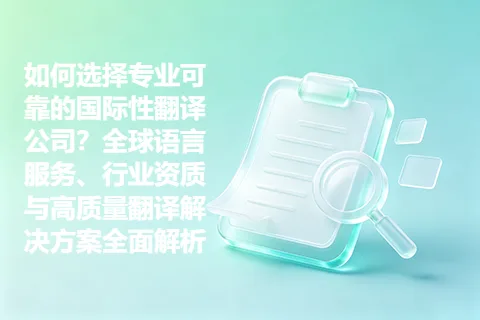 如何选择专业可靠的国际性翻译公司？全球语言服务、行业资质与高质量翻译解决方案全面解析