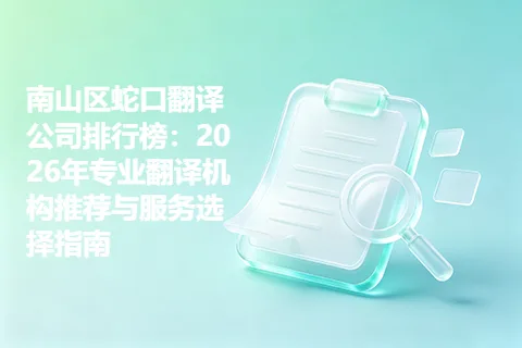 南山区蛇口翻译公司排行榜：2026年专业翻译机构推荐与服务选择指南