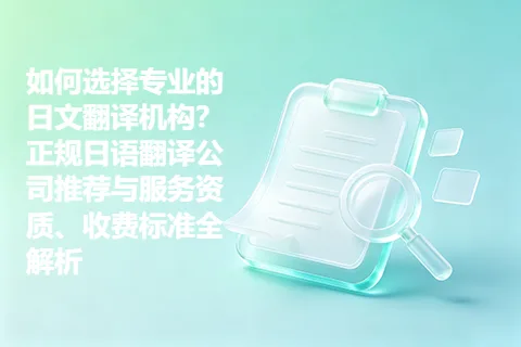 如何选择专业的日文翻译机构？正规日语翻译公司推荐与服务资质、收费标准全解析