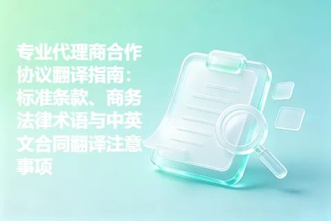 专业代理商合作协议翻译指南：标准条款、商务法律术语与中英文合同翻译注意事项