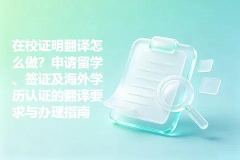 在校证明翻译怎么做？申请留学、签证及海外学历认证的翻译要求与办理指南