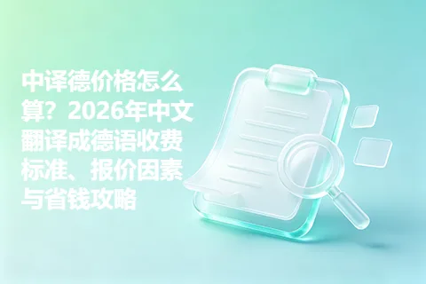 中译德价格怎么算？2026年中文翻译成德语收费标准、报价因素与省钱攻略