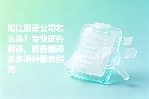 阳江翻译公司怎么选？专业证件翻译、商务翻译及多语种服务指南