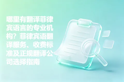 哪里有翻译菲律宾语言的专业机构？菲律宾语翻译服务、收费标准及正规翻译公司选择指南