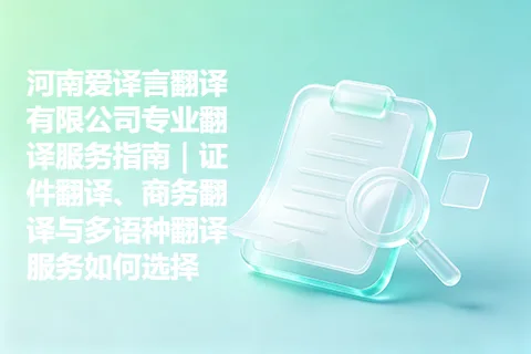 河南爱译言翻译有限公司专业翻译服务指南｜证件翻译、商务翻译与多语种翻译服务如何选择