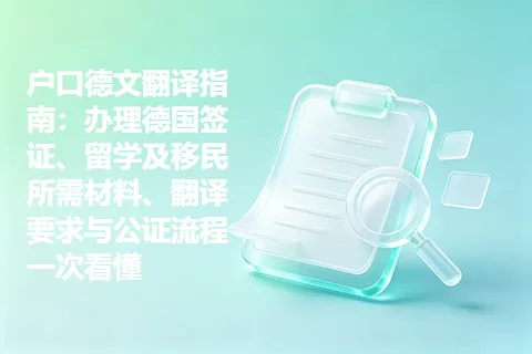 户口德文翻译指南：办理德国签证、留学及移民所需材料、翻译要求与公证流程一次看懂