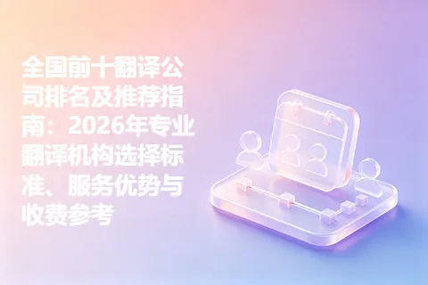 全国前十翻译公司排名及推荐指南：2026年专业翻译机构选择标准、服务优势与收费参考