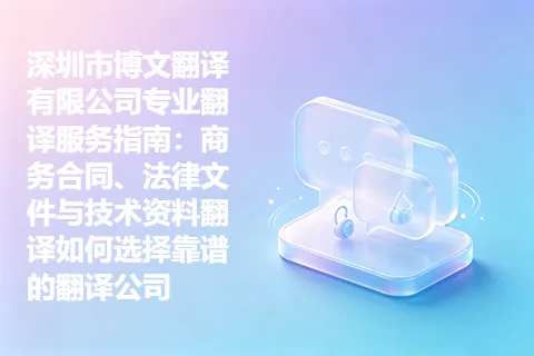 深圳市博文翻译有限公司专业翻译服务指南:商务合同、法律文件与技术资料翻译如何选择靠谱的翻译公司