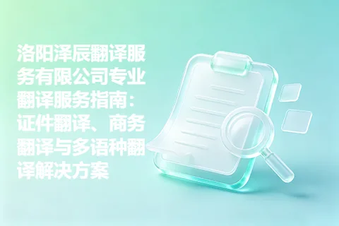 洛阳泽辰翻译服务有限公司专业翻译服务指南：证件翻译、商务翻译与多语种翻译解决方案