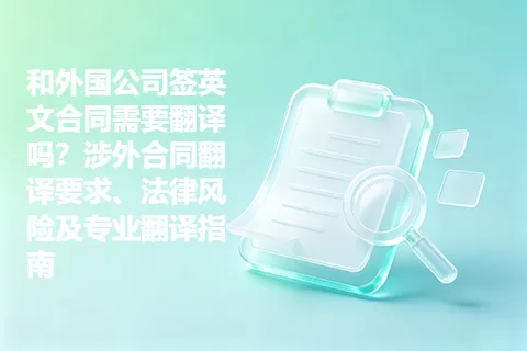 和外国公司签英文合同需要翻译吗？涉外合同翻译要求、法律风险及专业翻译指南