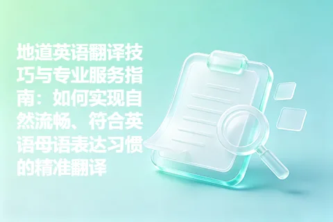 地道英语翻译技巧与专业服务指南：如何实现自然流畅、符合英语母语表达习惯的精准翻译