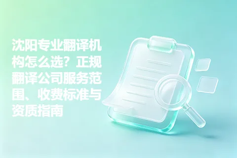 沈阳专业翻译机构怎么选？正规翻译公司服务范围、收费标准与资质指南