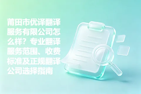 莆田市优译翻译服务有限公司怎么样？专业翻译服务范围、收费标准及正规翻译公司选择指南