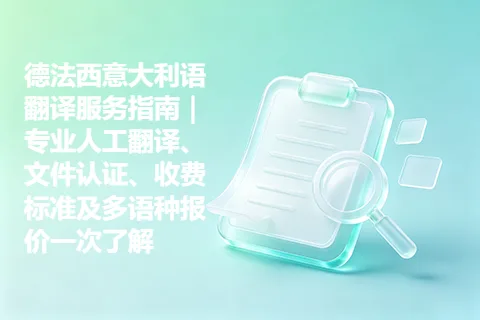 德法西意大利语翻译服务指南｜专业人工翻译、文件认证、收费标准及多语种报价一次了解