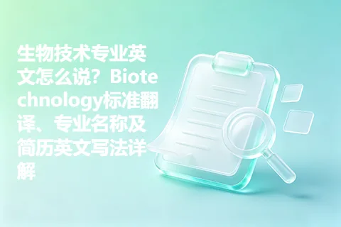 生物技术专业英文怎么说?Biotechnology标准翻译、专业名称及简历英文写法详解