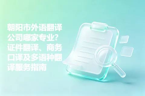 朝阳市外语翻译公司哪家专业?证件翻译、商务口译及多语种翻译服务指南