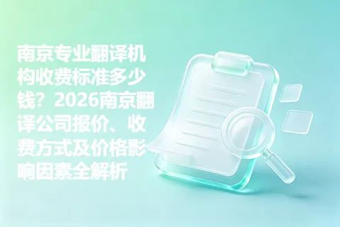南京专业翻译机构收费标准多少钱？2026南京翻译公司报价、收费方式及价格影响因素全解析